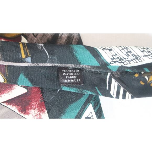 Elements Neck Tie Jazz Music Theme Collage of Singer Piano Trumpet - Picture 7 of 7